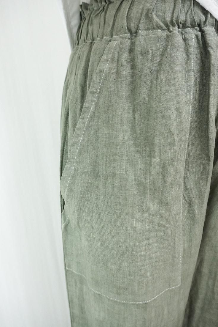French Linen Easy Pants Greentea x Custard