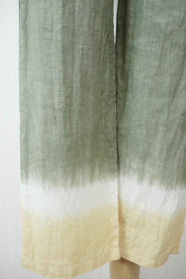 French Linen Easy Pants Greentea x Custard