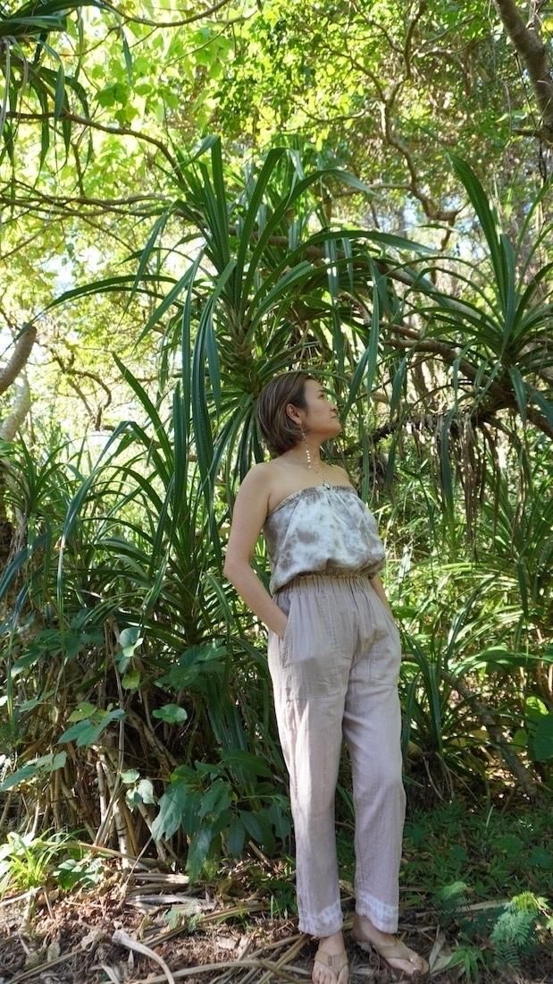 French Linen Easy Pants Greentea x Custard