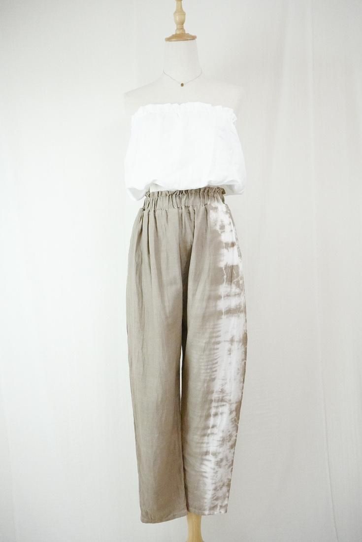 W gauze Lazy Pants Greige