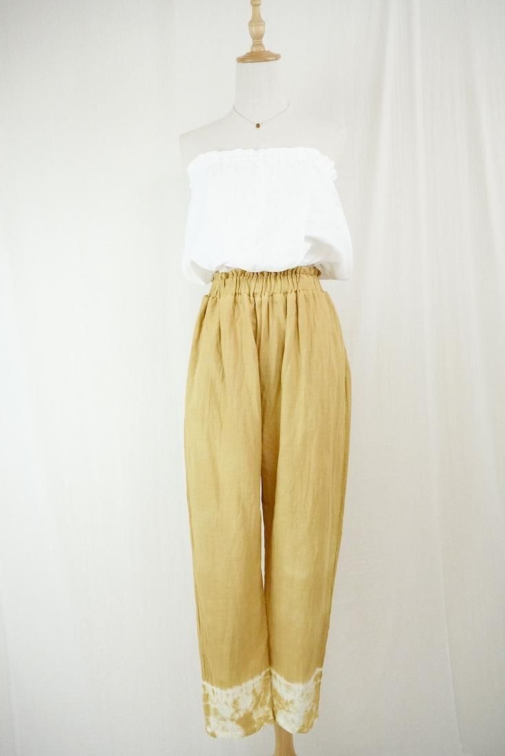 W gauze Lazy Pants AntiqueGold