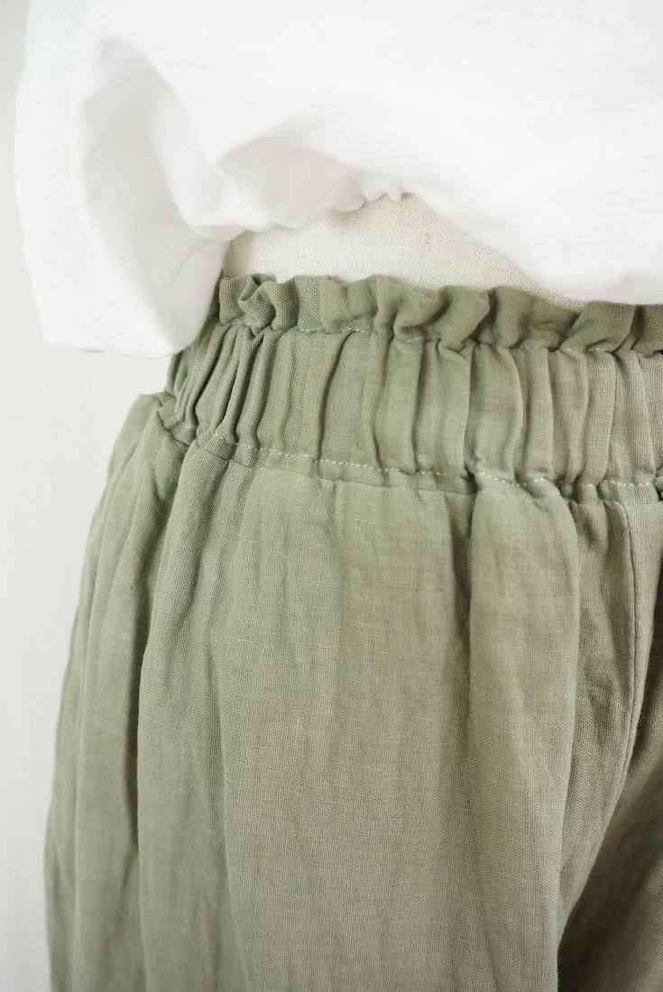 W gauze Lazy Pants “Greentea”