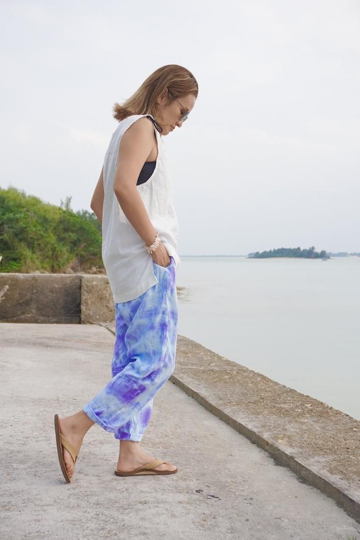 W gauze Lazy Pants Babyleaf x Black