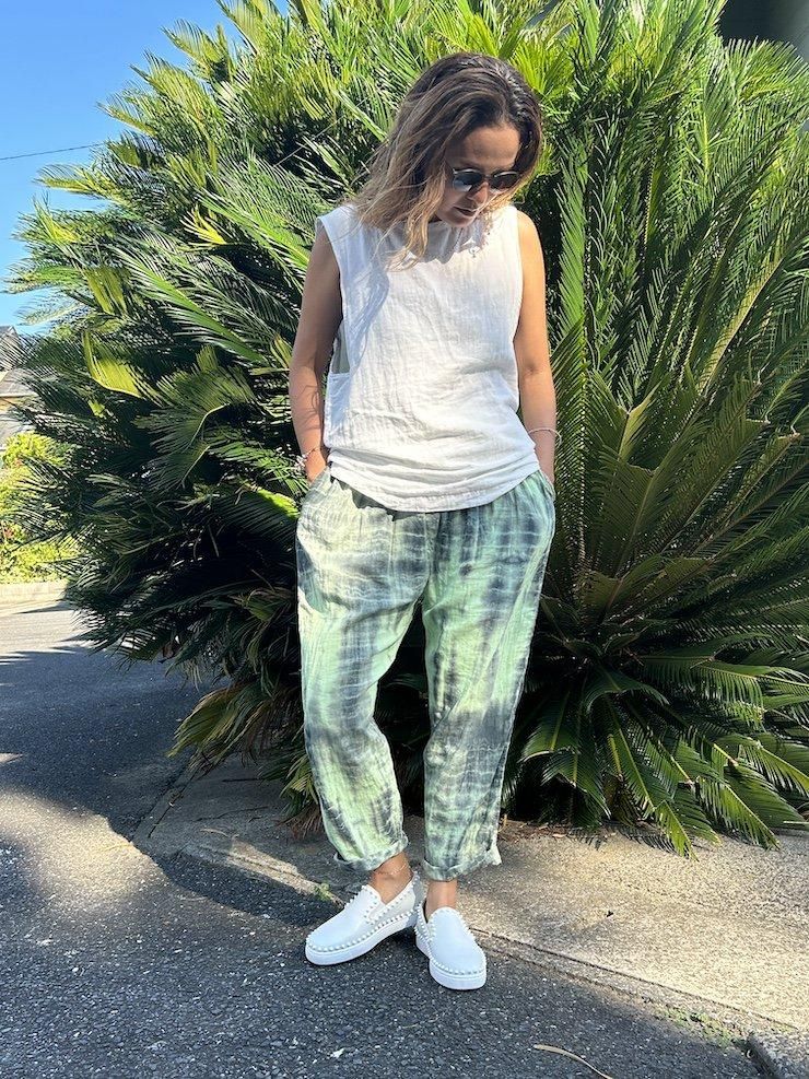 W gauze Lazy Pants Babyleaf x Black