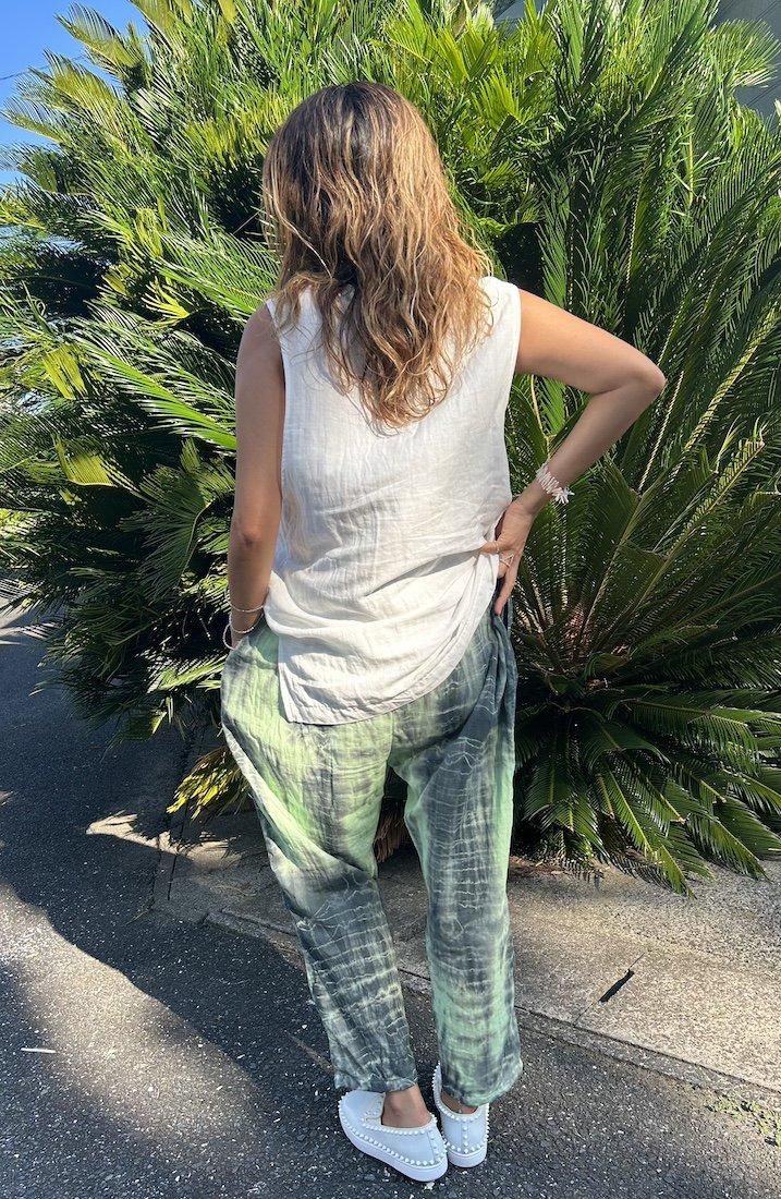 W gauze Lazy Pants Babyleaf x Black