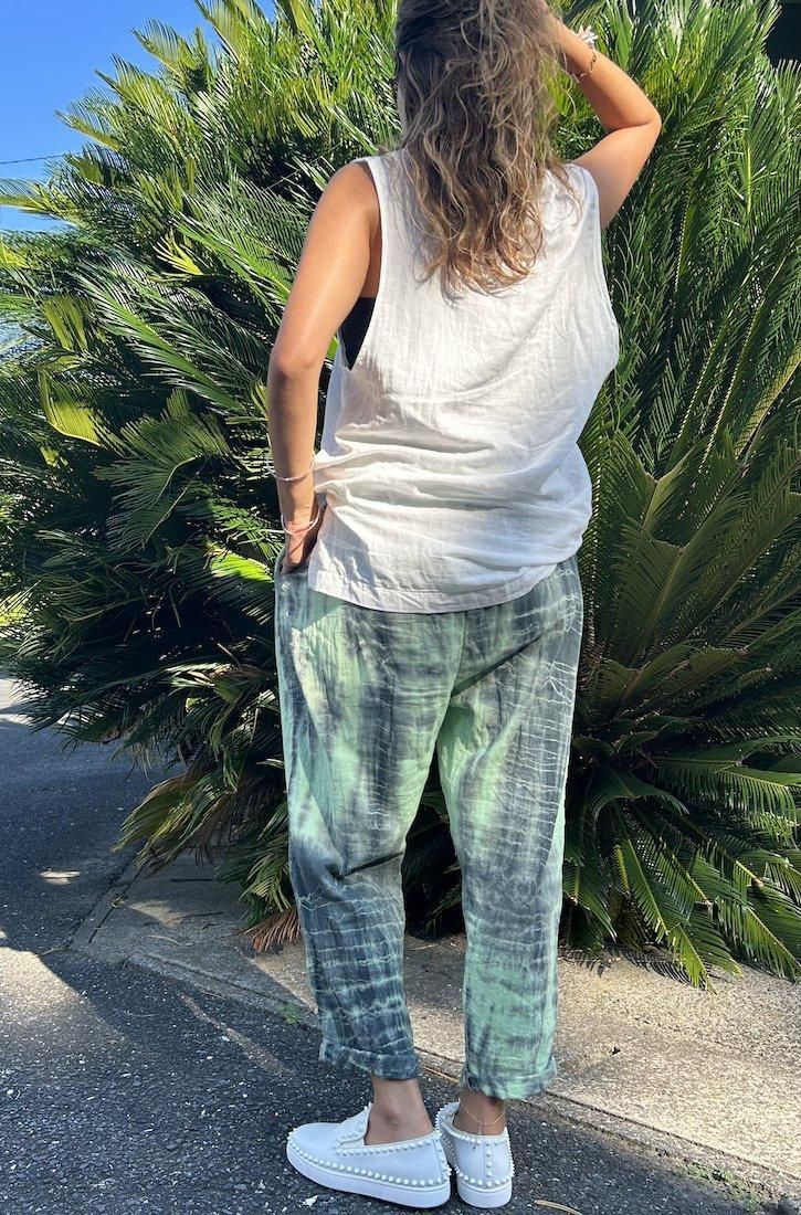 W gauze Lazy Pants Babyleaf x Black