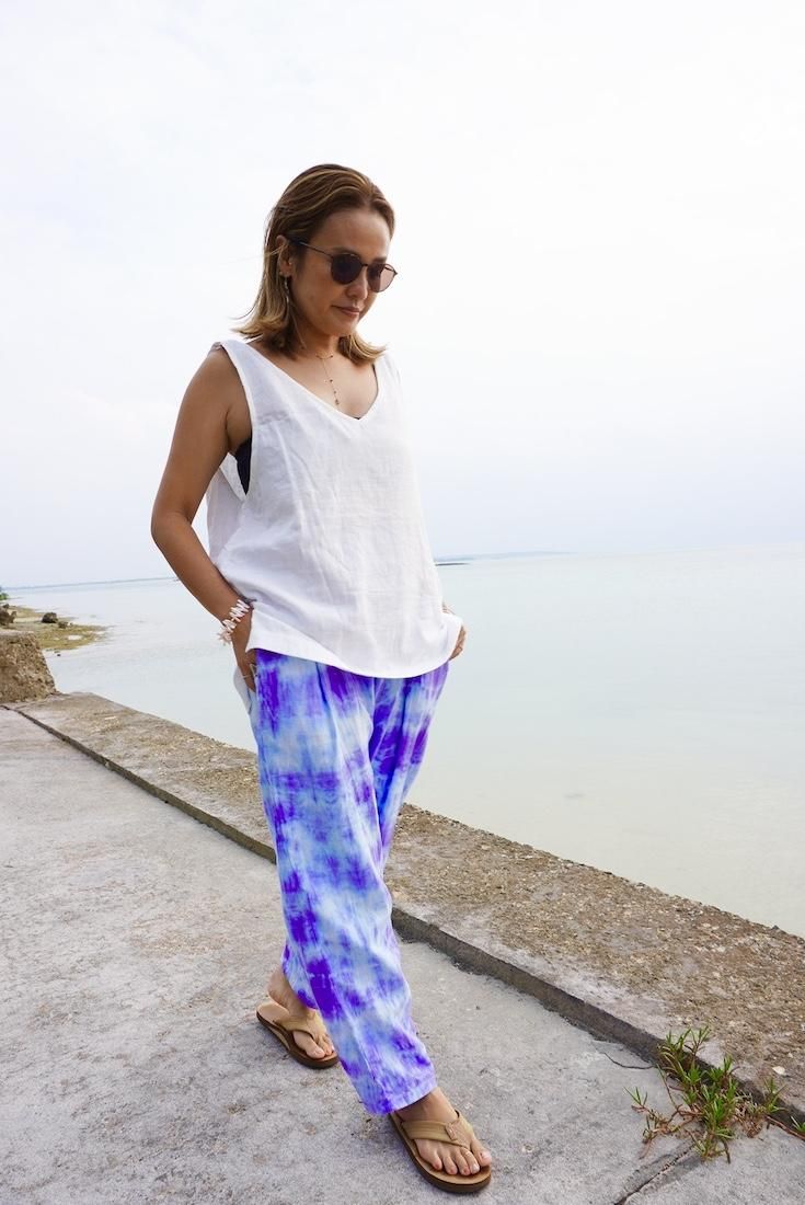 W gauze Lazy Pants Babyleaf x Black