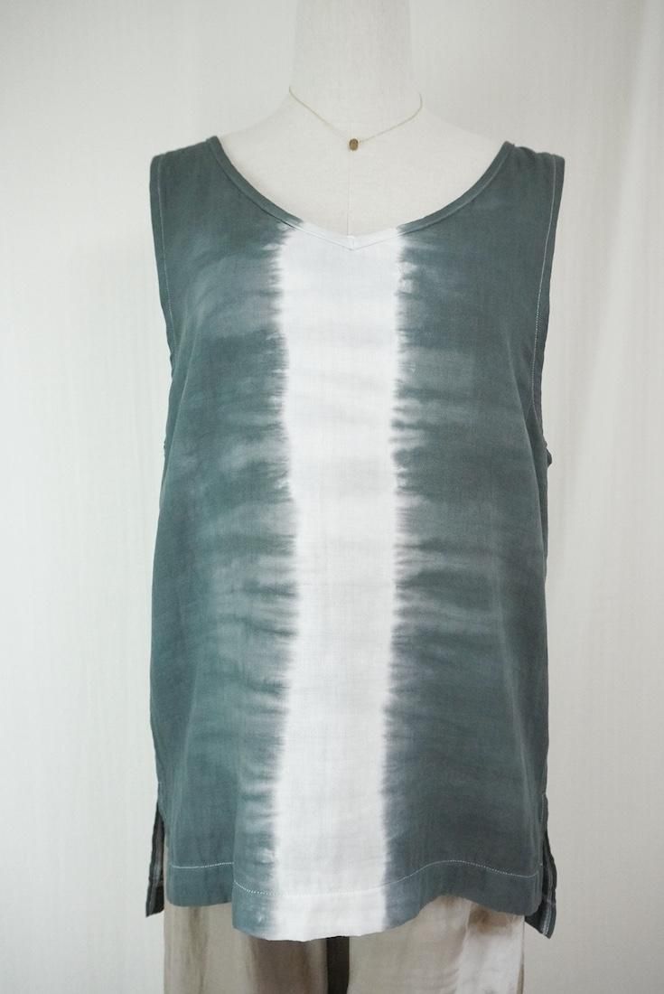 W gauze 2Way Big tank Black x Lightgray