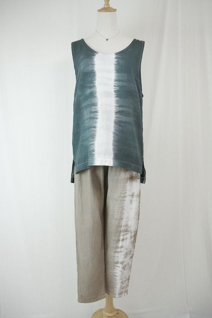 W gauze 2Way Big tank Black x Lightgray