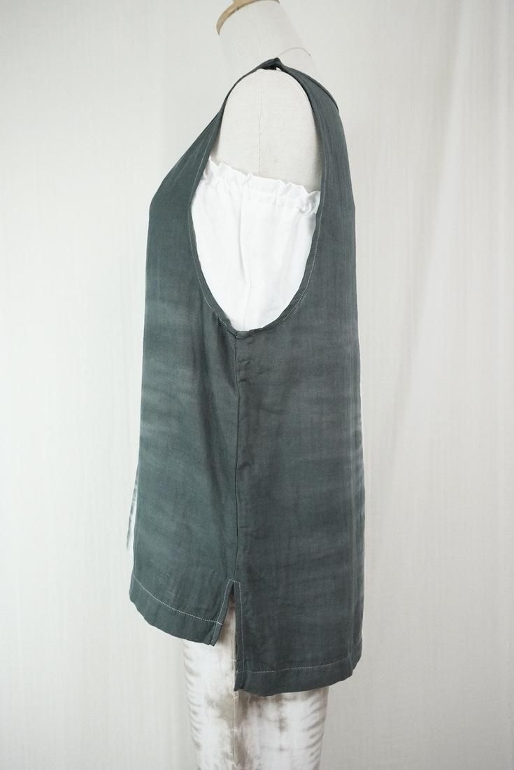 W gauze 2Way Big tank Black x Lightgray