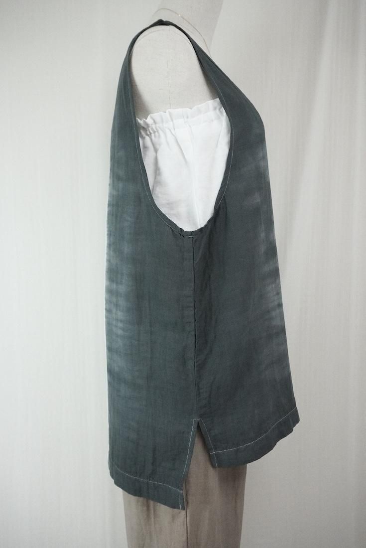 W gauze 2Way Big tank Black x Lightgray