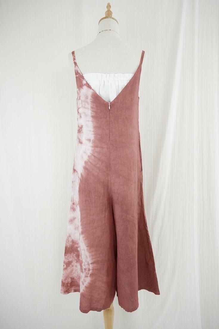 French Linen Long Rompers Bordeaux