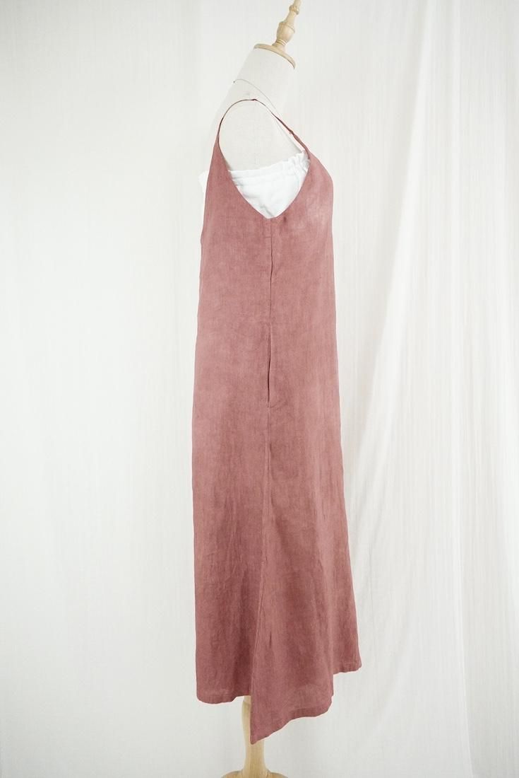 French Linen Long Rompers Bordeaux