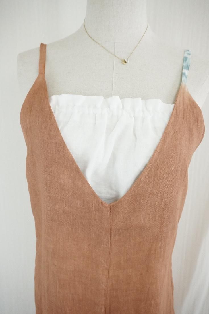 French Linen Long Rompers Terracotta x VintageBlue