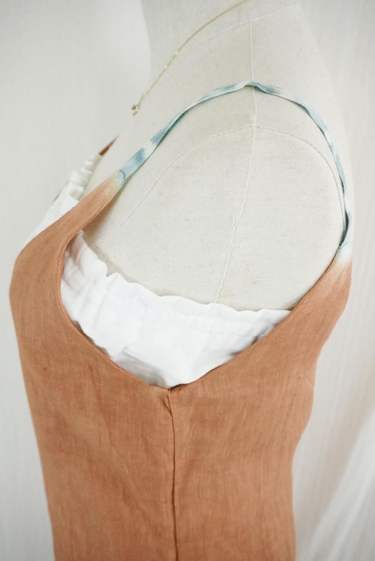 French Linen Long Rompers Terracotta x VintageBlue