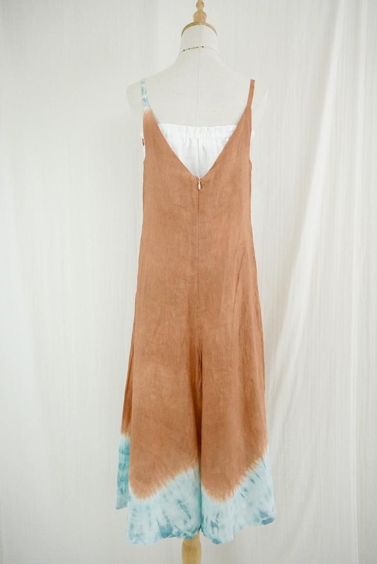 French Linen Long Rompers Terracotta x VintageBlue