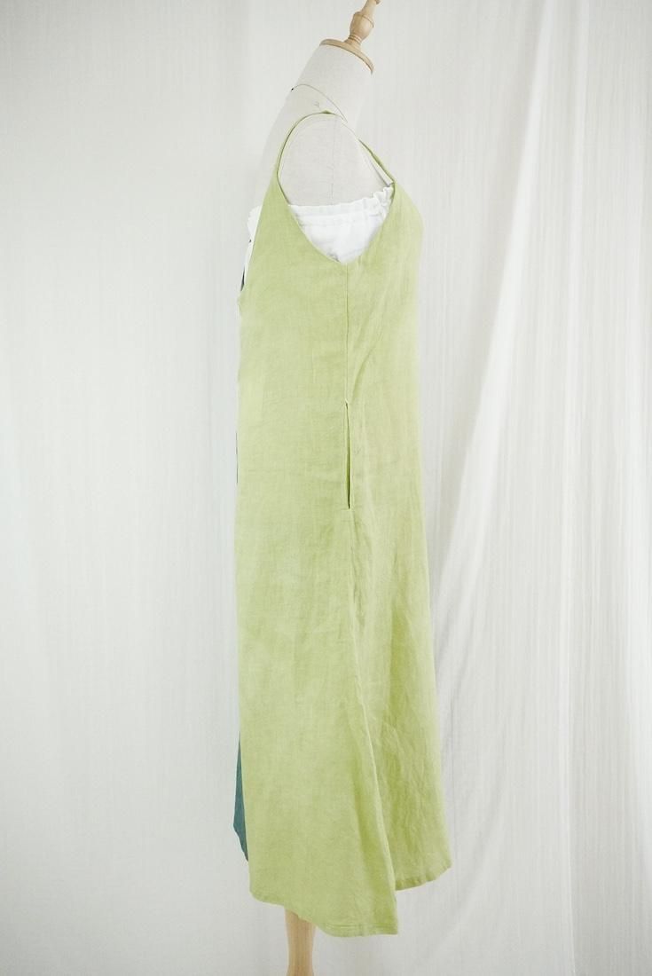 French Linen Long Rompers Ivy x Olive