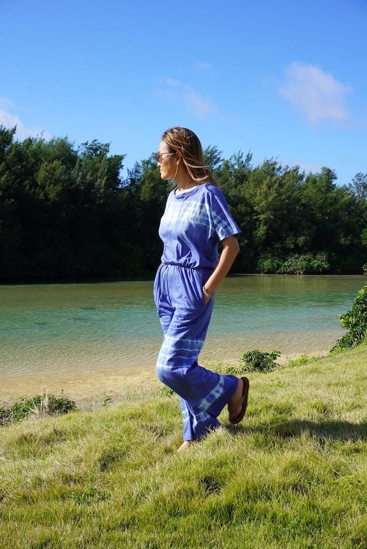 Cotton Tee in long pants Sandybeach x Greige 