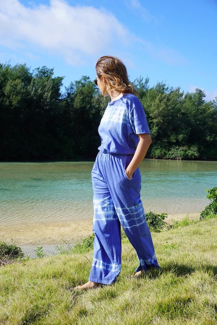 Cotton Tee in long pants Sandybeach x Greige 