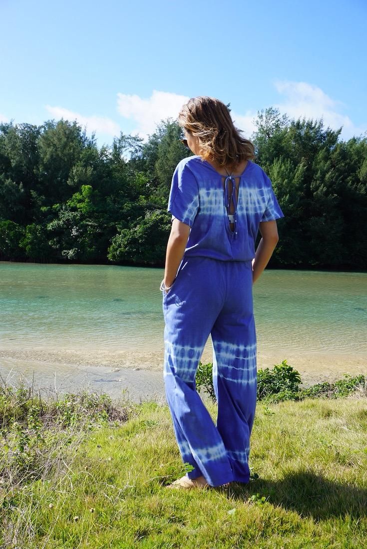 Cotton Tee in long pants Sandybeach x Greige 