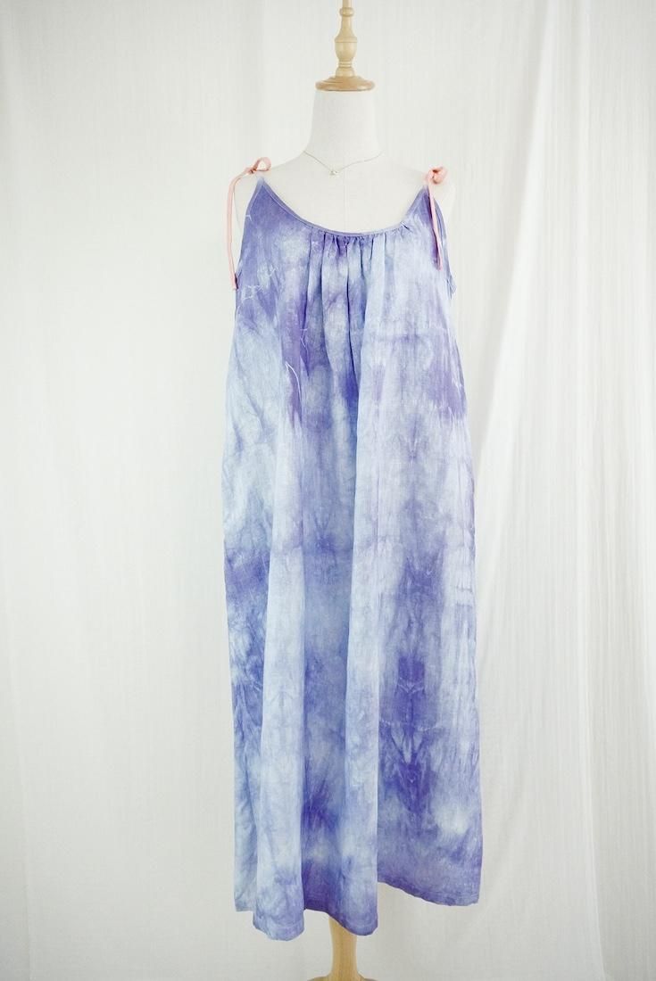 Japan Linen Ribbon camisole op Lavender x Salmon