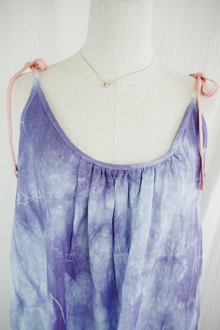 Japan Linen Ribbon camisole op Lavender x Salmon