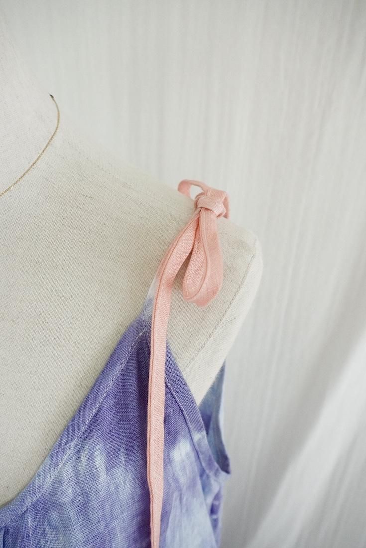 Japan Linen Ribbon camisole op Lavender x Salmon
