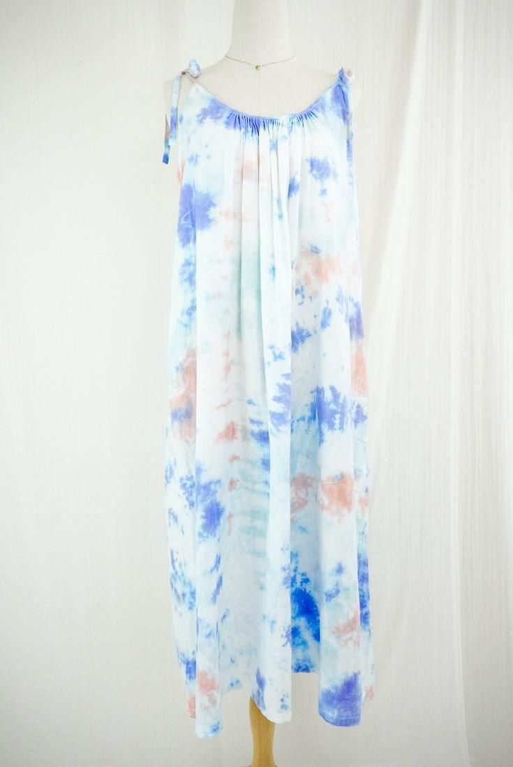 W gauze Ribbon camisole op Hydrangea x Salmon x IceMint