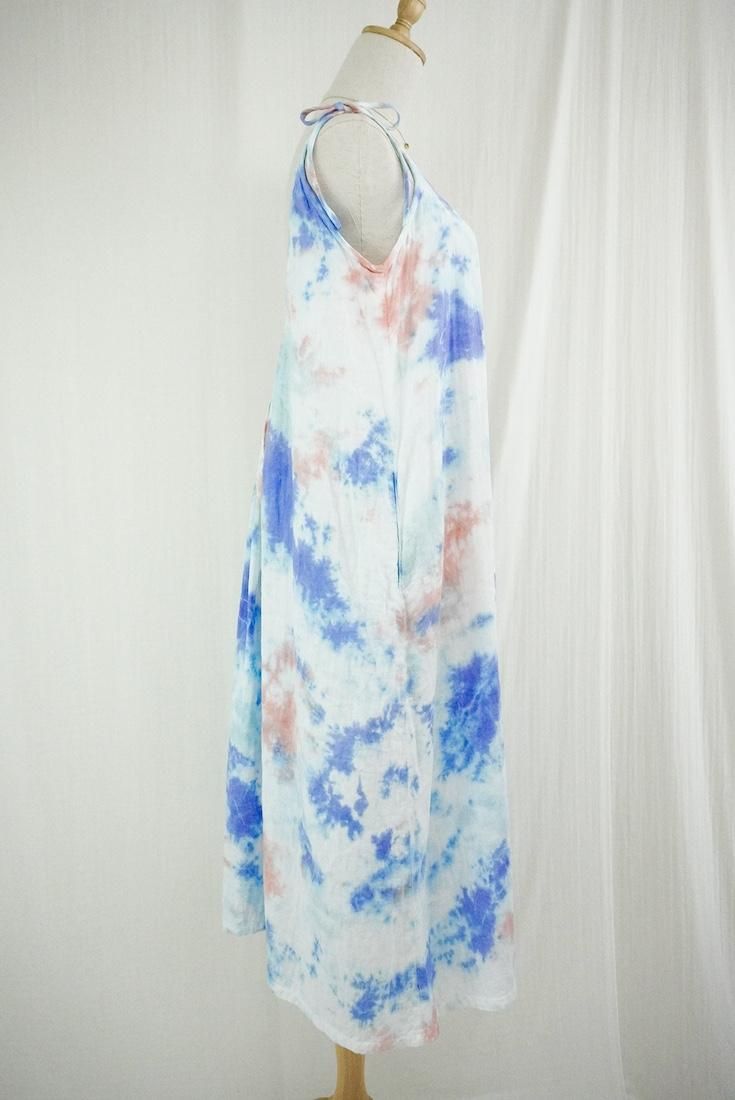 W gauze Ribbon camisole op Hydrangea x Salmon x IceMint