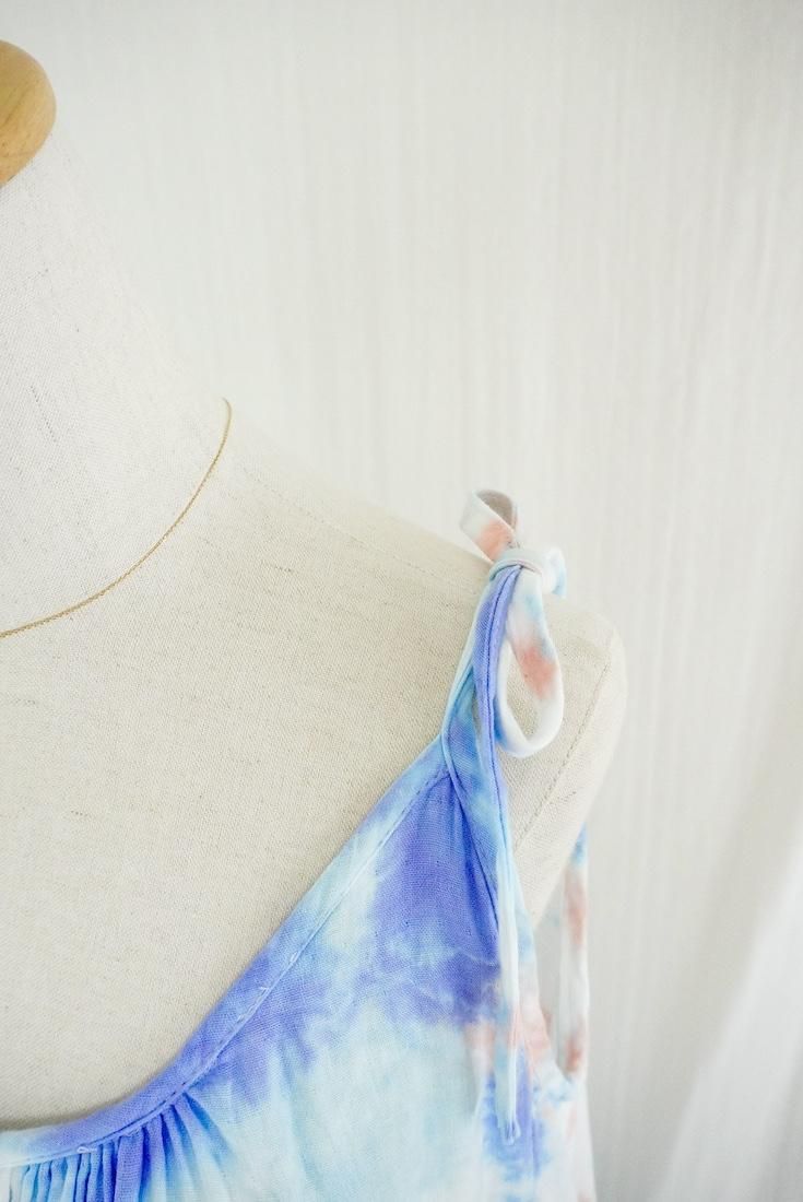 W gauze Ribbon camisole op Hydrangea x Salmon x IceMint