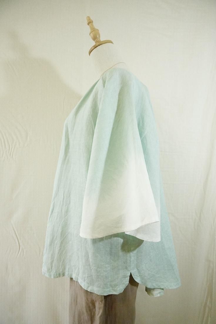 French Linen Flare Cardigan Sage