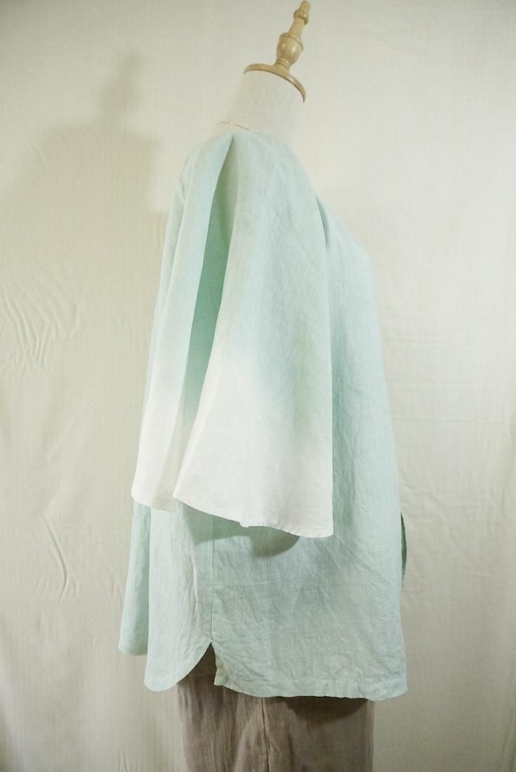 French Linen Flare Cardigan Sage