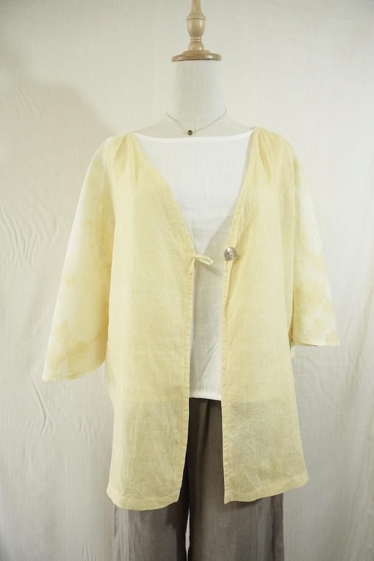 French Linen Flare Cardigan Custard