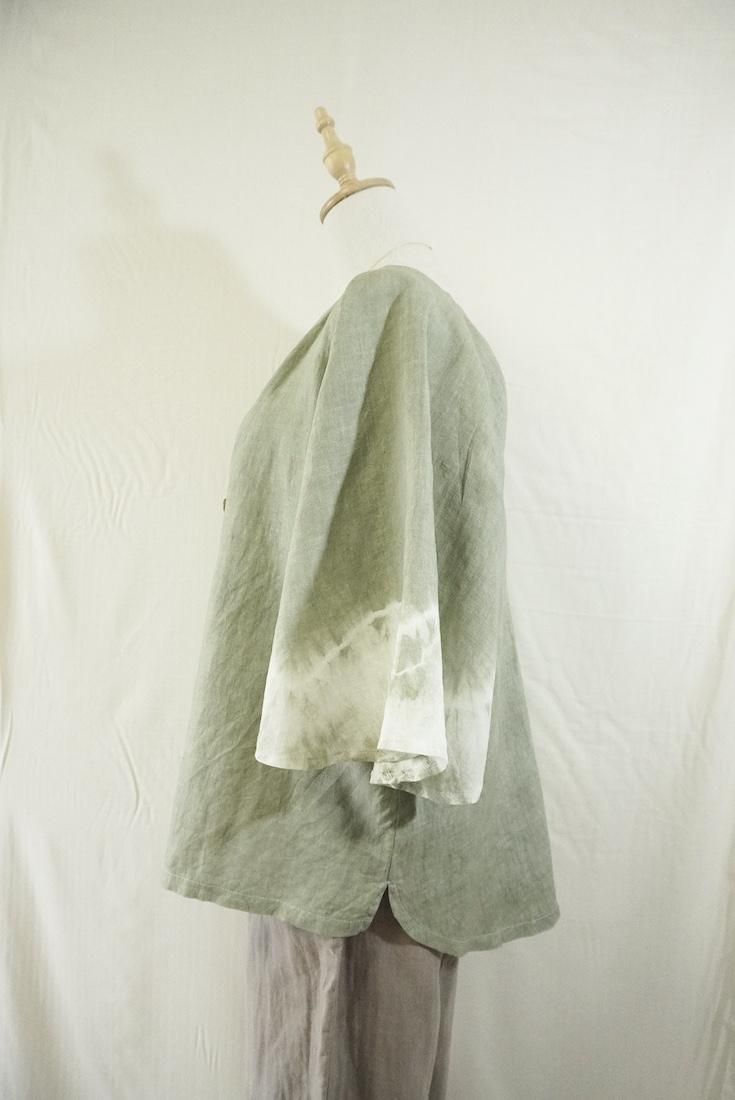 French Linen Flare Cardigan Greentea