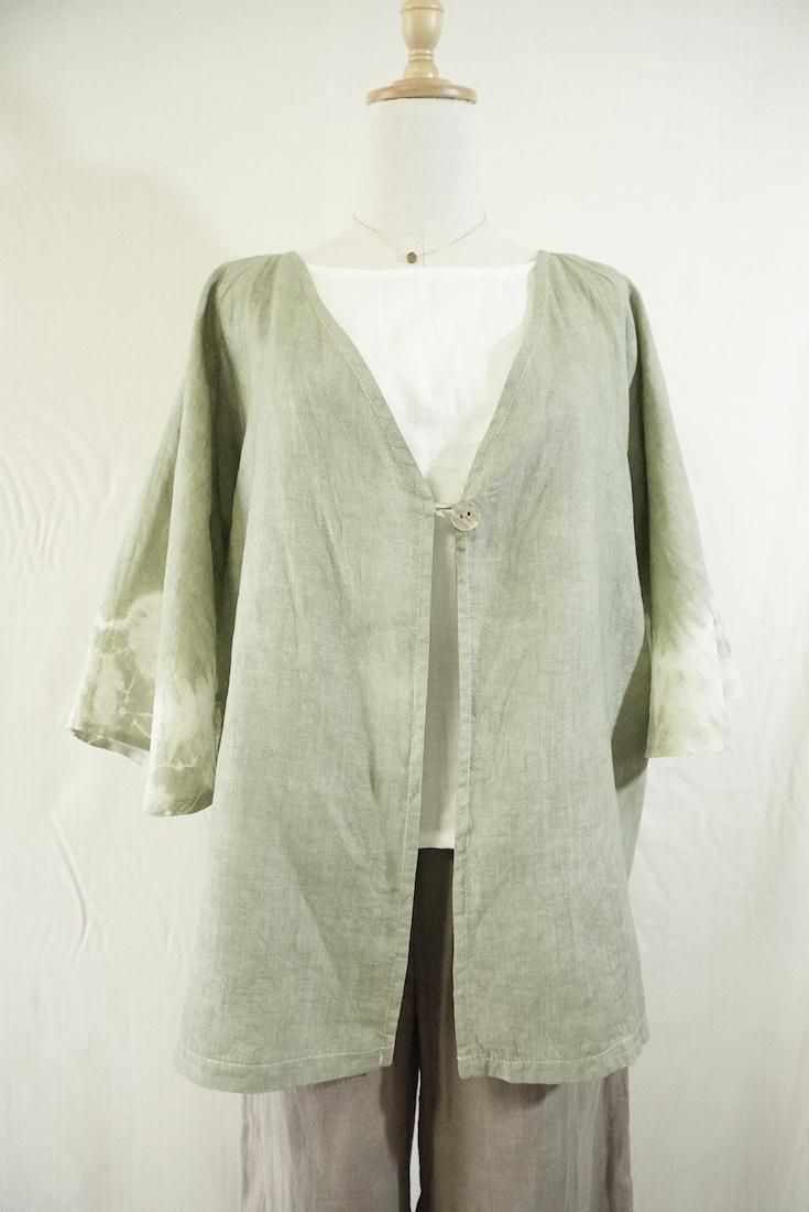 French Linen Flare Cardigan Greentea