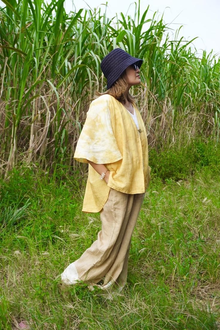 French Linen Flare Cardigan Greentea