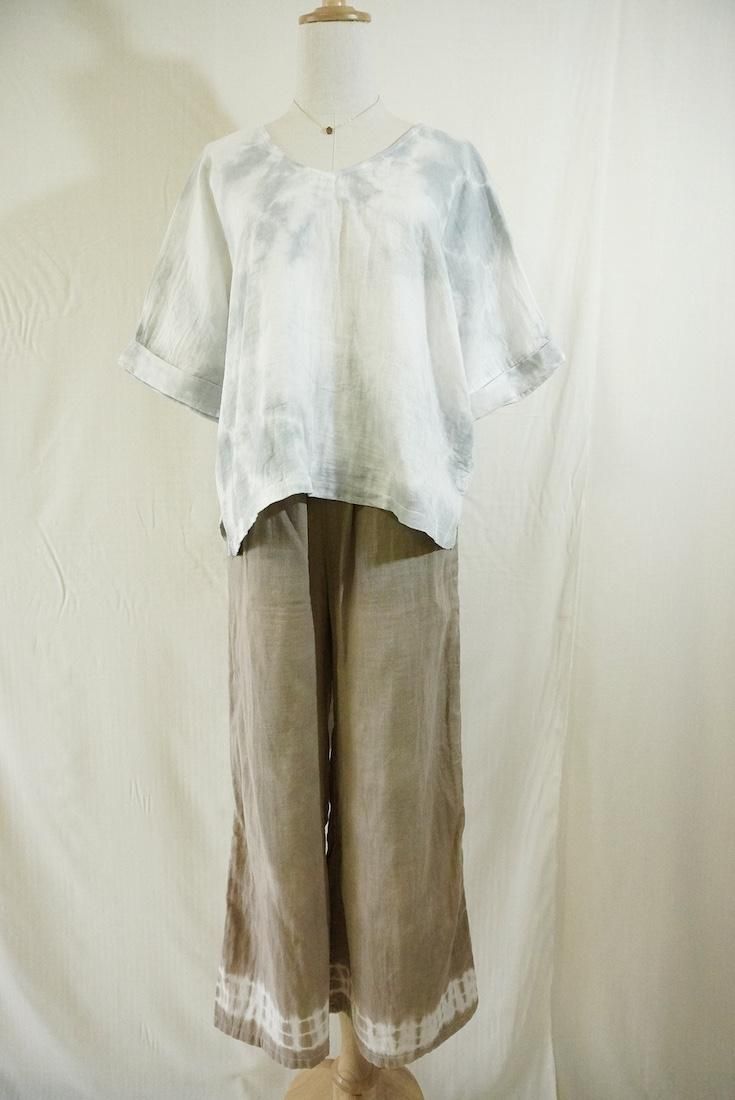 W-gauze Relax Top Light gray