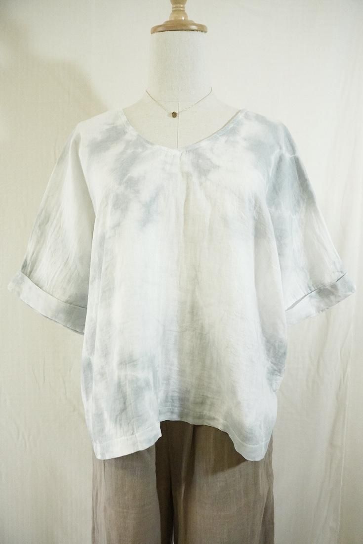 W-gauze Relax Top Light gray