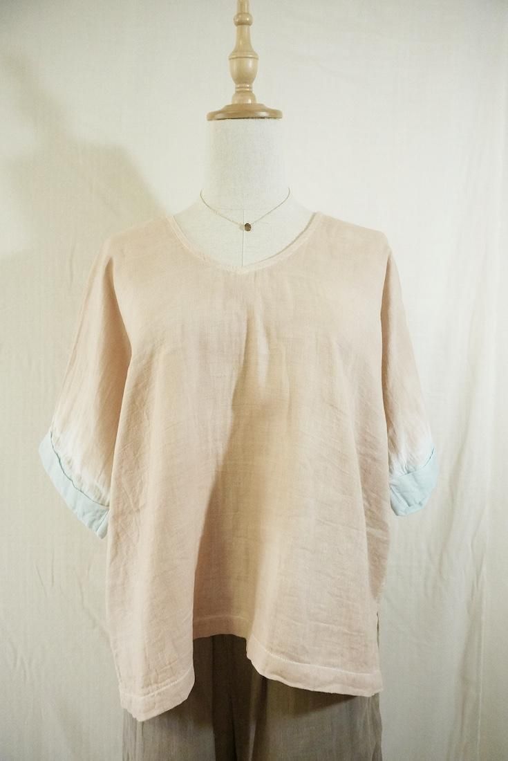 W-gauze Relax Top Sandybeach x Icemint