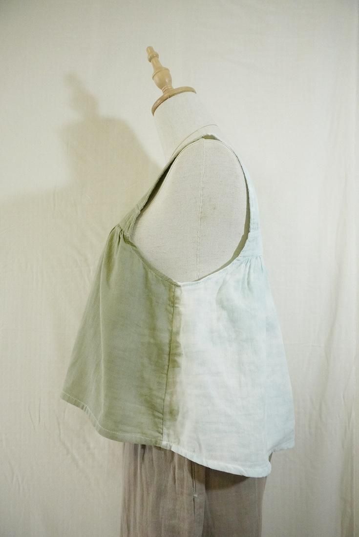W-gauze Flare tank top Greentea x Icemint