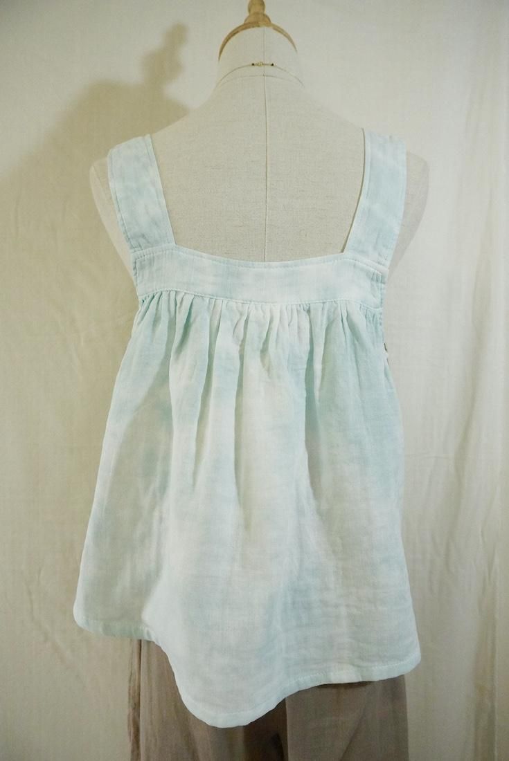 W-gauze Flare tank top Greentea x Icemint