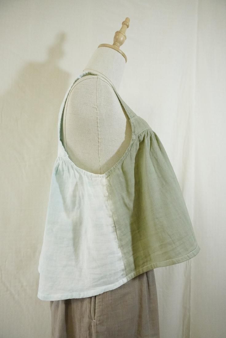 W-gauze Flare tank top Greentea x Icemint