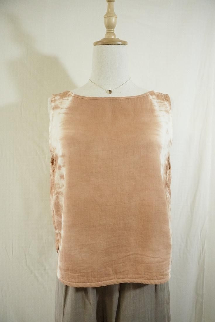 W gauze Back Open Tank Terracotta 