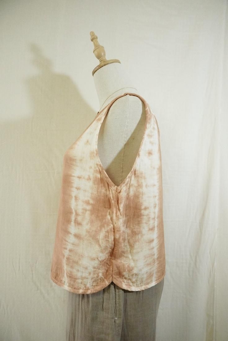 W gauze Back Open Tank Terracotta 