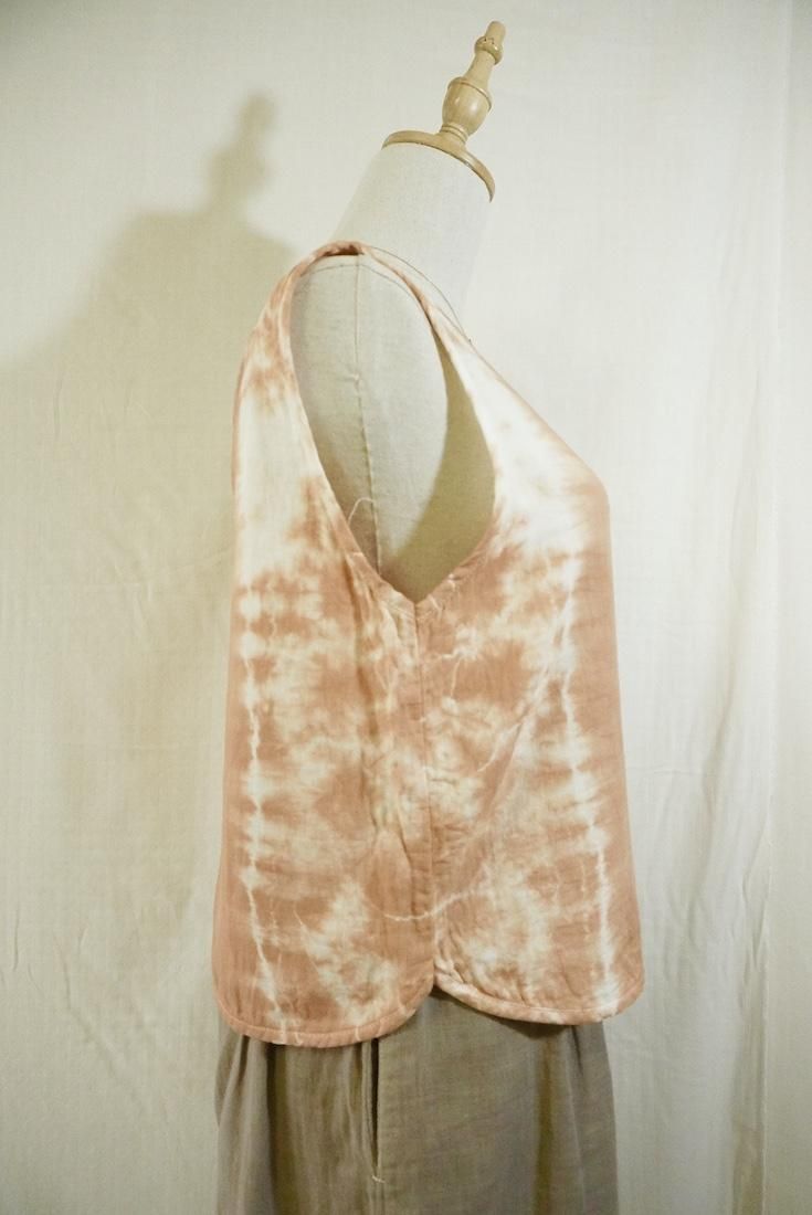 W gauze Back Open Tank Terracotta 