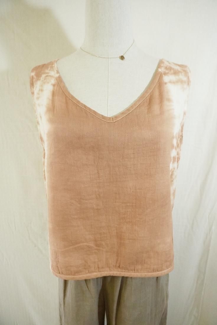 W gauze Back Open Tank Terracotta 