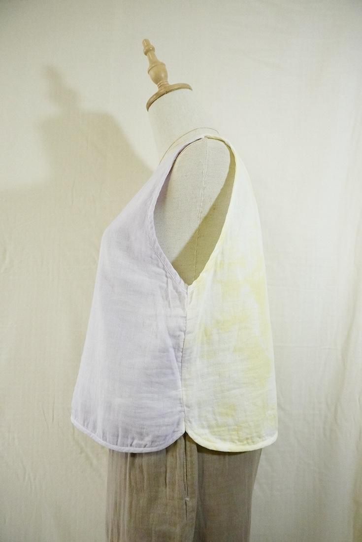 W gauze Back Open Tank Lemon x Lilac