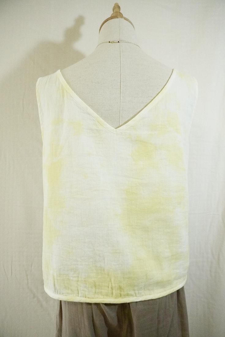 W gauze Back Open Tank Lemon x Lilac