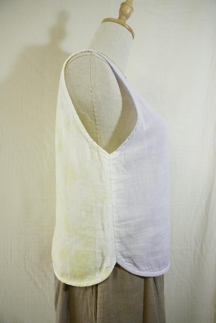 W gauze Back Open Tank Lemon x Lilac