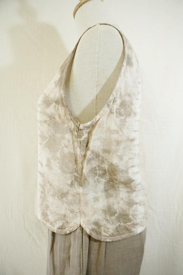 French Linen Back Open Tank Sandybeach x Greige